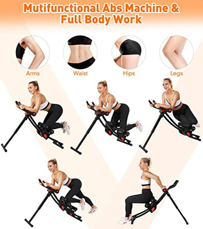 Ab Workout Equipment, Ab Machine for Women, Adjustable Core Abdominal Exercise Fitness Equipment, Foldable Waist Trainer Ab Crunch Home Gym Systems for Beginners - style: Black Dual-Track
