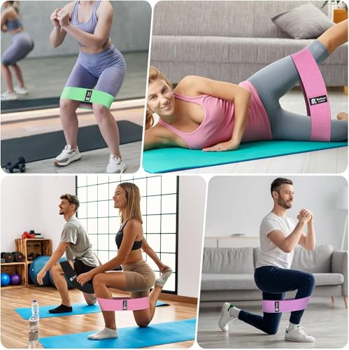 Booty & Resistance Bands – 3 Level Non-Slip Fabric Exercise Bands for Legs & Glutes, Women & Men, Squats, Hip Thigh Training, Yoga, Pilates, Home Workout - color: Pink - Purple