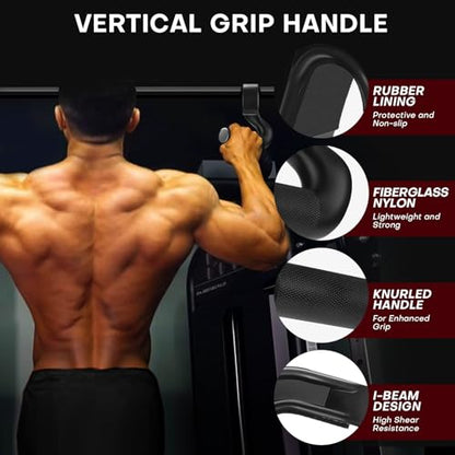Neutral Grip Pull Up Handles - Heavy Duty Multi-Purpose Handles for Pull Ups & Deadlifts - Ergonomic Workout Handles & Exercise Machine Attachments with Premium Grips