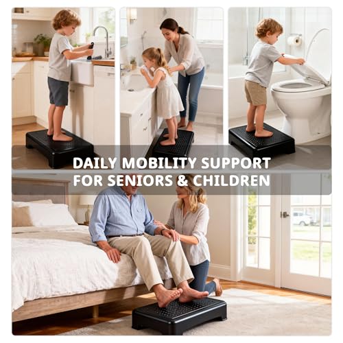 Mobility Step Stool for Kids & SeniorsNon-Slip Platform Indoor and Outdoor, One Step Stool for Car, Bedside, Office, Shower, Stairs,Portable Riser, 400 LBS Capacity