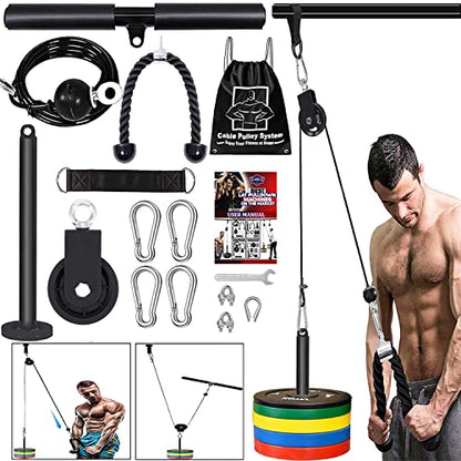 LAT Pulley System for Home Gym – Strength Training Fitness Equipment Cable Machine for Triceps, Biceps, Back & Shoulder Workouts - color: Cable
