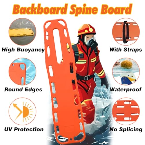 Portable Spine Board Stretcher - Two-Fold Emerncy Backboard for Water & Pool, with Foam Head Imlizer & Safe Belt, Ideal for Lifeguards & First Responders - color: Board+head Immobilizer
