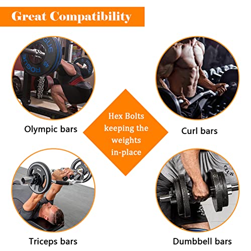Hex Bolts Fit for Bars of Olympic, Curl Bars, Tricep, Dumbbell(2-Pack)