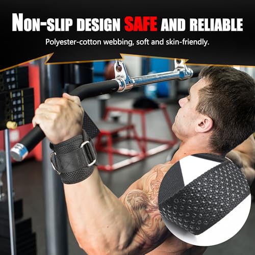 VAIIO 2Pcs Adjustable Weight Lifting Straps with D Ring | Original Non-Slip Dot Design for Deadlifts, Cable Machines & Powerlifting - 7mm Neoprene Padded Wrist Support with Breathable Mesh & Quick-Detach Hook-Loop - Reinforced Polyester-Cotton Straps for