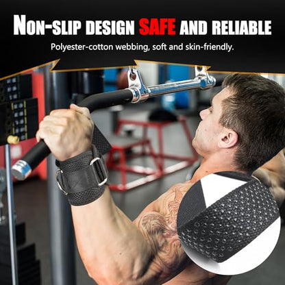 VAIIO 2Pcs Adjustable Weight Lifting Straps with D Ring | Original Non-Slip Dot Design for Deadlifts, Cable Machines & Powerlifting - 7mm Neoprene Padded Wrist Support with Breathable Mesh & Quick-Detach Hook-Loop - Reinforced Polyester-Cotton Straps for