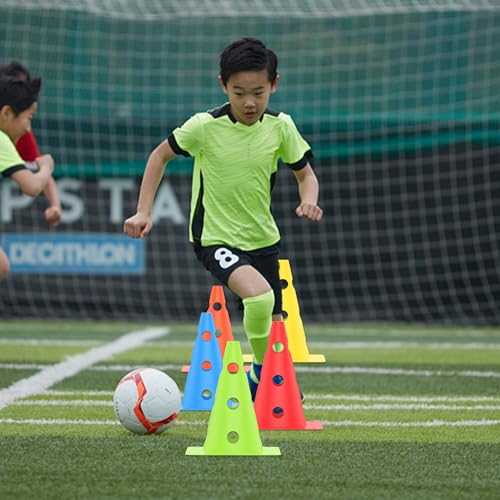 Football Training Cones Agility Soccer Cones, Indoor Outdoor and Festive Events Field Marker Agility Cones with 5 Adjustable Soccer Agility Training Poles - size: Hurdle Cone 5 Set With Nails