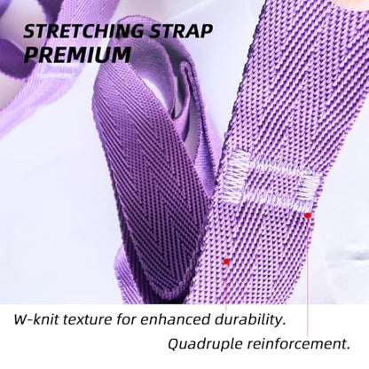 Stretching Strap with Loops, Non-Elastic Yoga Strap for Physical Therapy & Home Rehab, Mobility Exercise Strap for Pilates, Dance & Gymnastics