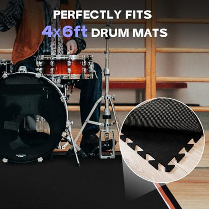 Sound Absorbing Interlocking Floor Mats Pads 18 Pcs - Fits 4 * 6ft Drum Mats, 15.7" x 11.8" Anti-Vibration Sound Proof Puzzle Felt Padding - Protect Hardwood Floor - size: 45.3''×66.5‘’