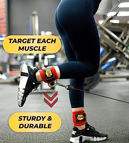 Fitness Invention Ankle Straps for Cable Machines (Pair) – Adjustable Padded Ankle Cuffs for Glute & Leg Workouts – Kickbacks, Leg Extensions, Hip Abductors & Lower Body Exercises