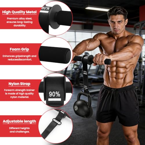 Forearm Strengthener and Wrist Roller with Thick Grip & Adjustable Strap, Ideal for Grip Strength Training, Muscle Building and Rehabilitation