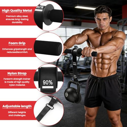 Forearm Strengthener and Wrist Roller with Thick Grip & Adjustable Strap, Ideal for Grip Strength Training, Muscle Building and Rehabilitation