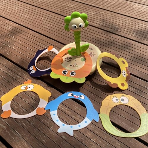 Ring toss Rings, Plastic Rings for Ring toss, Ring Game for Children, Birthday Gift, Tumbler Toy(Green (Sunflower))