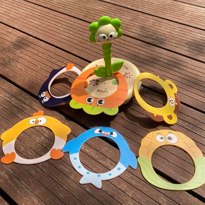Ring toss Rings, Plastic Rings for Ring toss, Ring Game for Children, Birthday Gift, Tumbler Toy(Green (Sunflower))