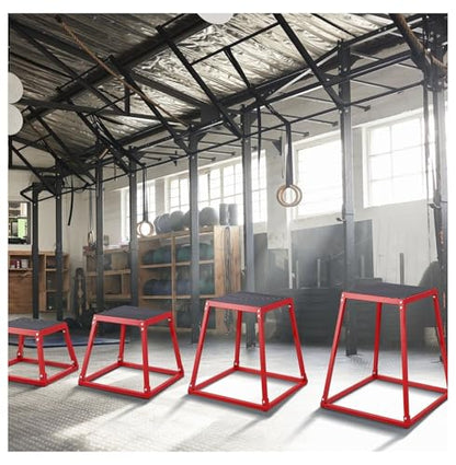 Plyometric Jump Boxes Set, 12/18/24/30 Inch Plyo Box for Fitness, Agility Training - 4 Piece Platform for Home Gym, Step Up Box for Strength Conditioning