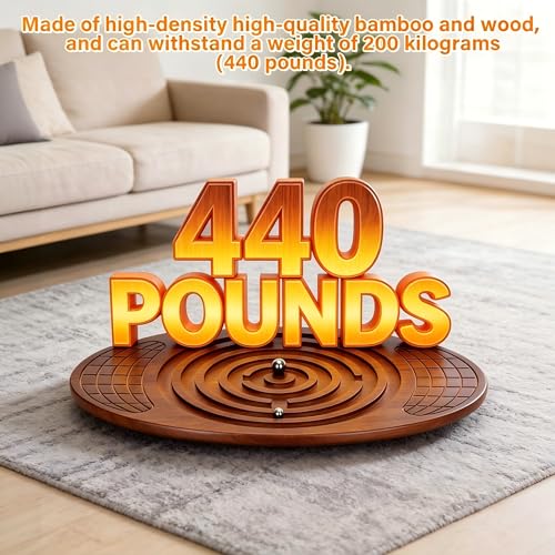 Wooden Balance Board With Maze, Wobble Board for Kids, Toddlers, Teens & Adults for Exercise Training, Wobble Balance Board for Core Training, Surf/Ski/Skate Prep, Rated for 440 Pounds of Weight