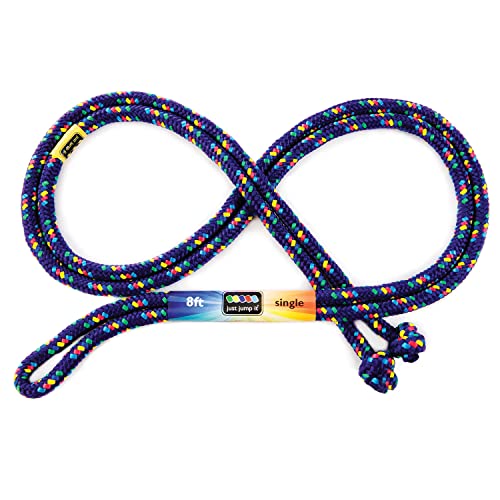 Just Jump It 8' Foot Single Jump Rope for Kids Women and Men - Active Outdoor Youth Fitness Excersing Equipment - Braided Nylon Gym Accessories - color: Purple Confetti