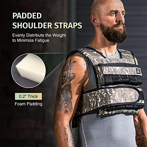 ZELUS Weighted Vest with Adjustable Weights for Home Workouts - color: 45lb Desert Camo