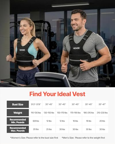 VEVOR Adjustable Weighted Vest, 11-20lb/20-32lbs/35lbs/40lbs Weight Vest with 6 Ironsand Weights and Reflective Stripe, Workout Equipment for Strength Training Running Jogging - color: 11-20 lbs