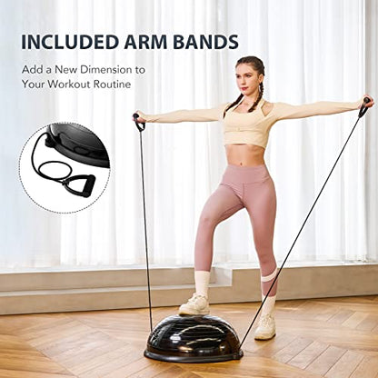 ZELUS 23in. Balance Ball with 55cm Yoga Ball, Resist Bands & Foot Pump - color: Black