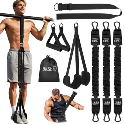 Two Foot Pull Up Assistance Bands,Heavy Duty Pull Up Workout Bands,Adjustable Weight/Size with Comfortable Fabric Feet/Knee Rest for Home Gym Strength Training
