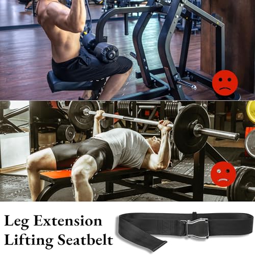 Gym Seatbelt Leg Extension Lifting Seatbelt, Nordic Hamstring Curl Strap on Bench, 4.92ft L, Buckle Squat Collar for Workouts Machine, Home Gym Stretch & Mobilization Exercise for Men Women