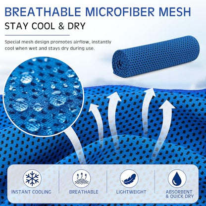 BBTO 100 Pack Cooling Towel - Microfiber Cold Sports Sweat Rags Neck & Face Breathable Ice Chilly Towel for Gym Yoga Golf Workout Beach Accessories