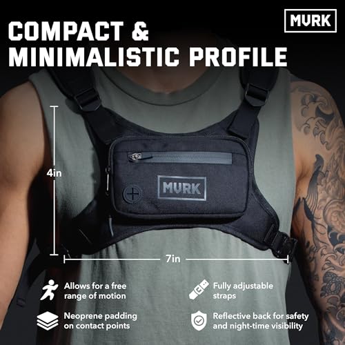 MVRK Water Resistant Running Vest Chest Pack, Phone Holder for Running, Lightweight Training Pack with Reflective Detail - color: Black