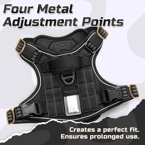 rabbitgoo Tactical Dog Harness for Large, No Pull Military Service Vest - color: Black, size: Large