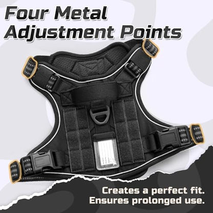 rabbitgoo Tactical Dog Harness for Large, No Pull Military Service Vest - color: Black, size: Large