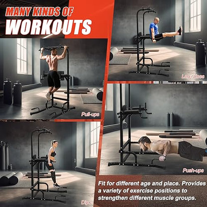 LSKSSNG Power Tower Dip Station Pull Up Bar for Home Office Gym, Multi-Function Workout Dip Station Power Tower for Full Body Strength Training Fitness Equipment, Pull Up Stand Holds Up to 440LBS