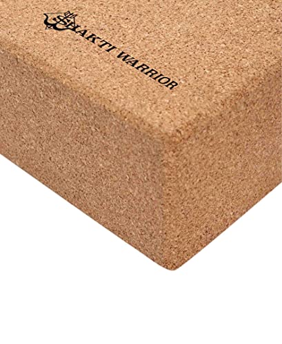 Shakti Warrior Align Cork Yoga Block - Artist Designed, Premium eco friendly cork block, Non Slip, Non Toxic, Great for Regular & Hot Yoga, Pilates and Workouts (9 inch x 6 inch x 3 inch)