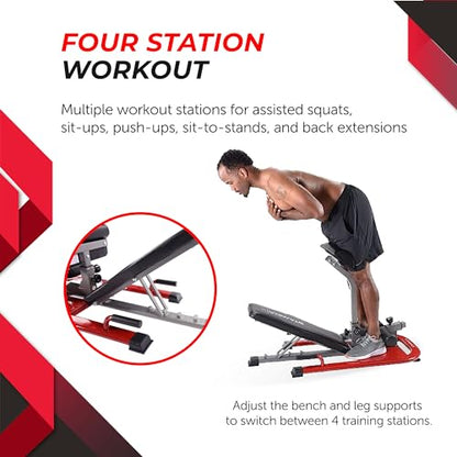 Stamina X 4-in-1 Adjustable Fitness Bench, for Strength Training