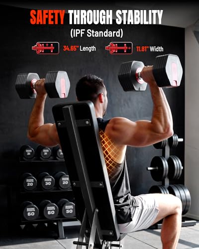 Mikolo Weight Bench - 1300 Weight Capacity and 40 Adjustable Positions for Full Body Workouts, Incline, Decline and Flat Setting for Garage and Home Gym