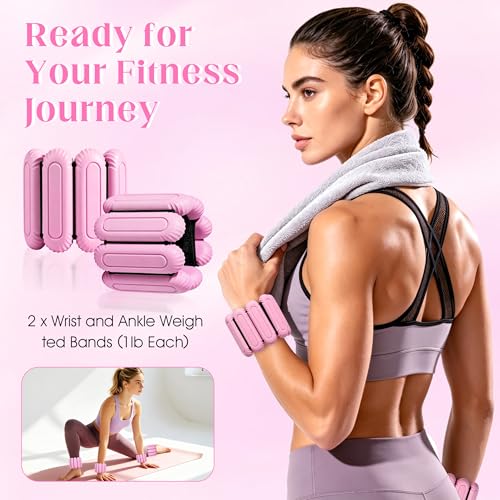 Wrist Weights for Women & Men, 2lb Silicone Wrist Ankle Weights - color: Pink