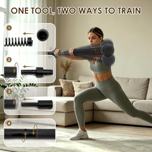 Ropeless Battle Ropes, 2-in-1 Weighted Cordless Battle Ropes for Home Gym, Portable Workout Exercise Equipment for Strength Building, Low-Impact Cardio Training and HIIT for Men & Women, Black