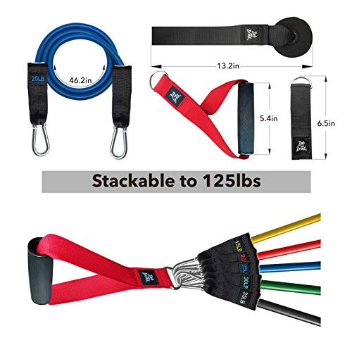 BOB AND BRAD Resistance Bands Set, Stackable Up to 125-150 lbs Workout Bands with Handles, Door Anchor & Ankle Straps - Heavy Duty Exercise Bands for Strength Training, Home Gym Fitness