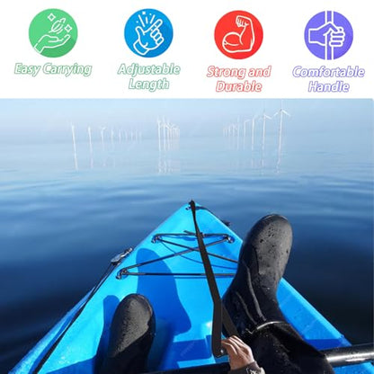 2 Pcs(Black) Kayak Stand Up Assist Strap,Adjustable Pull Up Rope Kayak Boat Standing Aid Dragging Accessories,Canoe Drag Strap with Handle