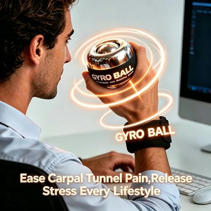 All-Metal Weighted Gyro Ball,Wrist Forearm Trainer for Strength & Rehabilitation,Carpal Tunnel Relief Tool,Desk Stress Relief Toy,for Sports & Office Advanced Level User,with Storage Bag