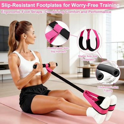 Pedal Resistance Band with Handle, 50 LBS Thickened Latex Tube Pedal Resistance Band with Soft Non-Slip Foam Foot Pedals for Women, Tension Rope Trainer for Abs, Legs,Home Gym Workout Equipment