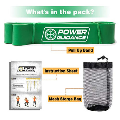 POWER GUIDANCE Pull Up Assist Bands - Stretch Resistance Band - Mobility Band - Powerlifting Bands - by Perfect for Body Stretching, Powerlifting, Resistance Training - color: green