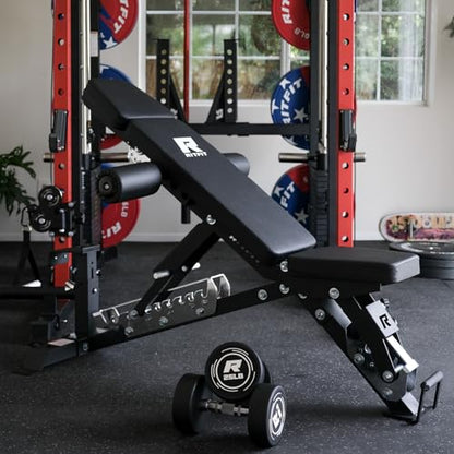 RitFit Adjustable/Foldable Utility Weight Bench for Home Gym, Weightlifting and Strength Training - Bonus Workout Poster with 35 Total Body Exercises