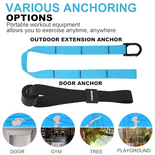 Home Resistance Training Kit with Adjustable Suspension Straps for Workouts - color: Blue