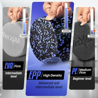 Yes4All High-Density EPP Round Back Roller Foam, Exercise Foam Roller for Yoga, Pilates & Stretching - 12, 18, 24, 36 inch
