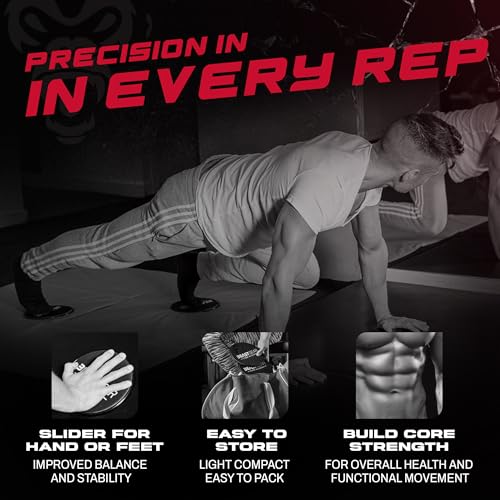 Core Sliders by Beast Gear – Double Sided Gliding Discs for Abdominal Exercises - Carpet and Hard Floors