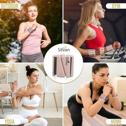 Adjustable Wrist & Ankle Weights for Women & Men, 2 Pieces, 1 lb Each (2 lbs Total), Weighted Bangles for Walking, Running, Yoga, Pilates, Barre, Cardio & Home Workouts - color: beige