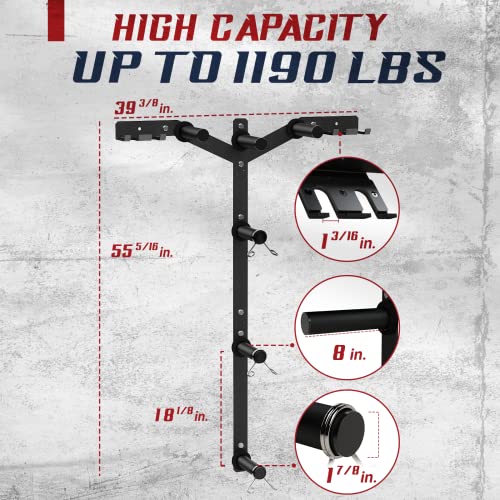 Yes4All 6 Pegs & 4 Barbell Storage Racks Load Up to 1190 LBS - Wall Mounted Weight Plate Tree & Barbell Holder - color: A. Wall Mounted (Black), style: A. Wall Mounted