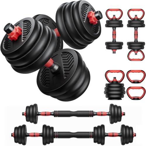 Adjustable Dumbbell, 20/30/40/60/80lbs Dumbbells Set, 4-in-1 Free Weights for Women/Men Workout Equipment Used as Barbell/Kettlebells/Push up Stand for Home Gym - color: Upgrade 40lbs (20lbs*2)