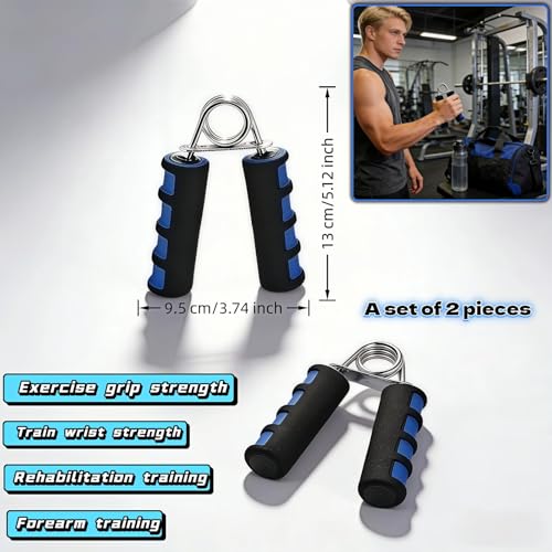 Hand Grip Strengthener Set, Carbon steel wire+thickened foam Hand Exerciser for Wrist Forearm and Finger Strength Training, 2 Pack
