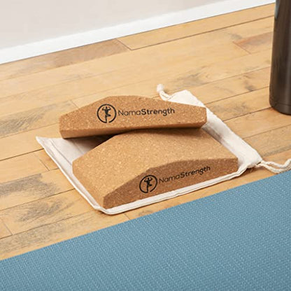Cork Yoga Wedge Block - Non-Slip Wrist Support, Set of 2