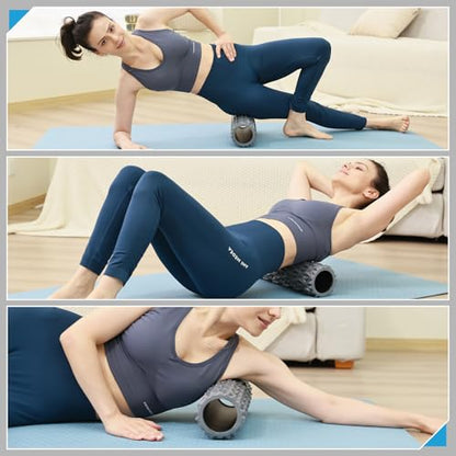 Foam Roller - 15 inch Deep Tissue Massager for Muscle Massage, Myofascial Trigger Point Release, Exercise, Yoga, Pilates & Stretching(Gray) - color: Gray